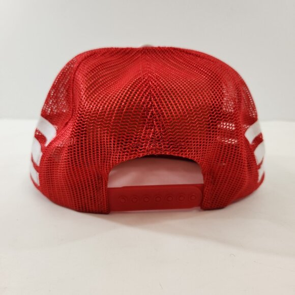 Miami Vice Police Patch 3 Stripe Trucker Hat Mesh Vtg 80s Red Snapback Cap - Picture 5 of 9